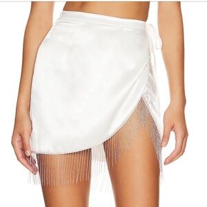 Revolve Superdown Penelope Fringe Skirt XS Ivory